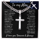 Boyfriend Gift, Cross Necklace with Cuban Link Chain, Faith Jewelry, Romantic Anniversary Present, Stylish Keepsake for Him